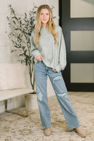 Petal Poise Floral Applique Pullover in Ivy Womens Ave Shops- Tilden Co.