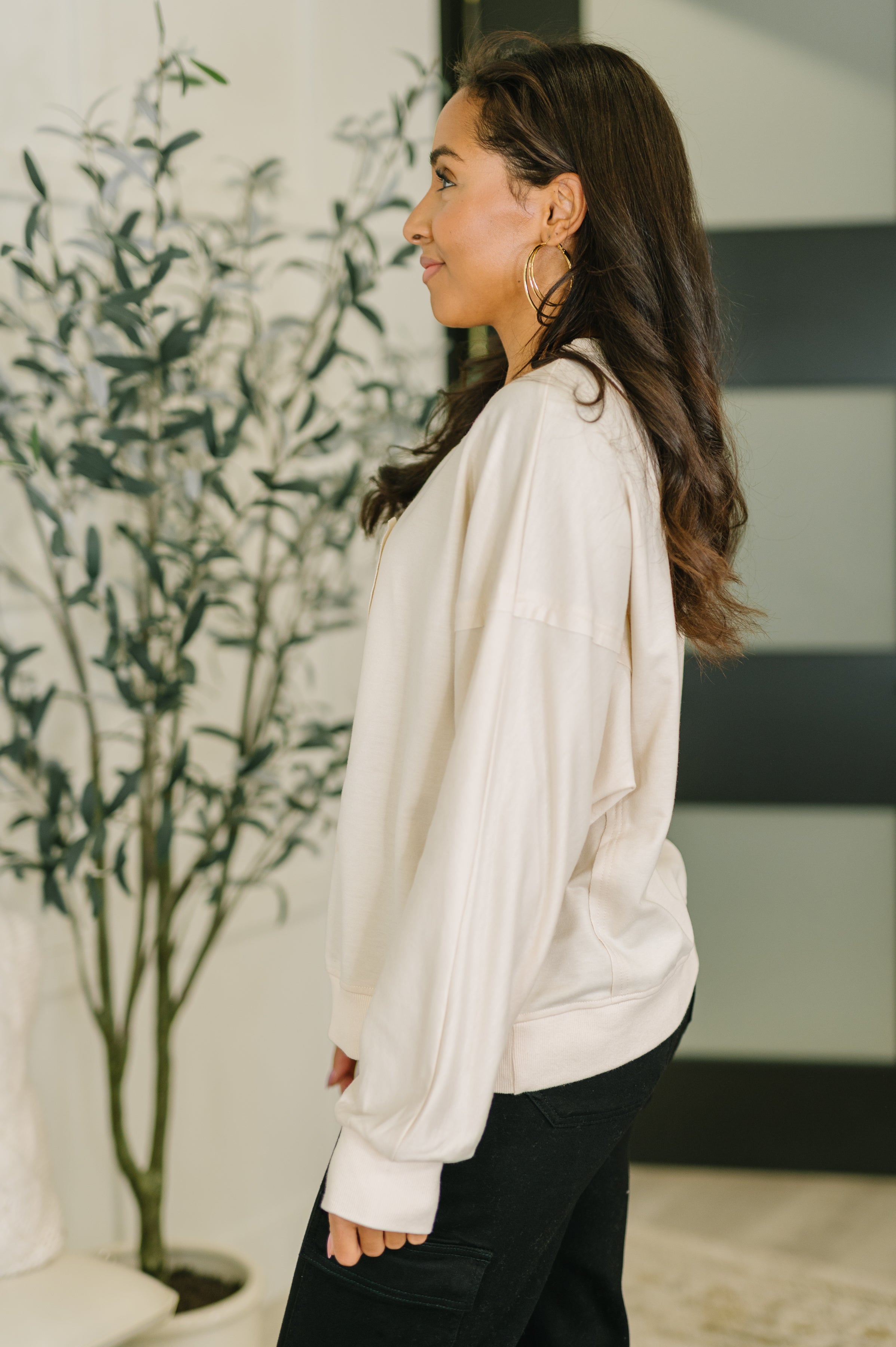 Petal Poise Floral Applique Pullover in Neutral Womens Ave Shops- Tilden Co.