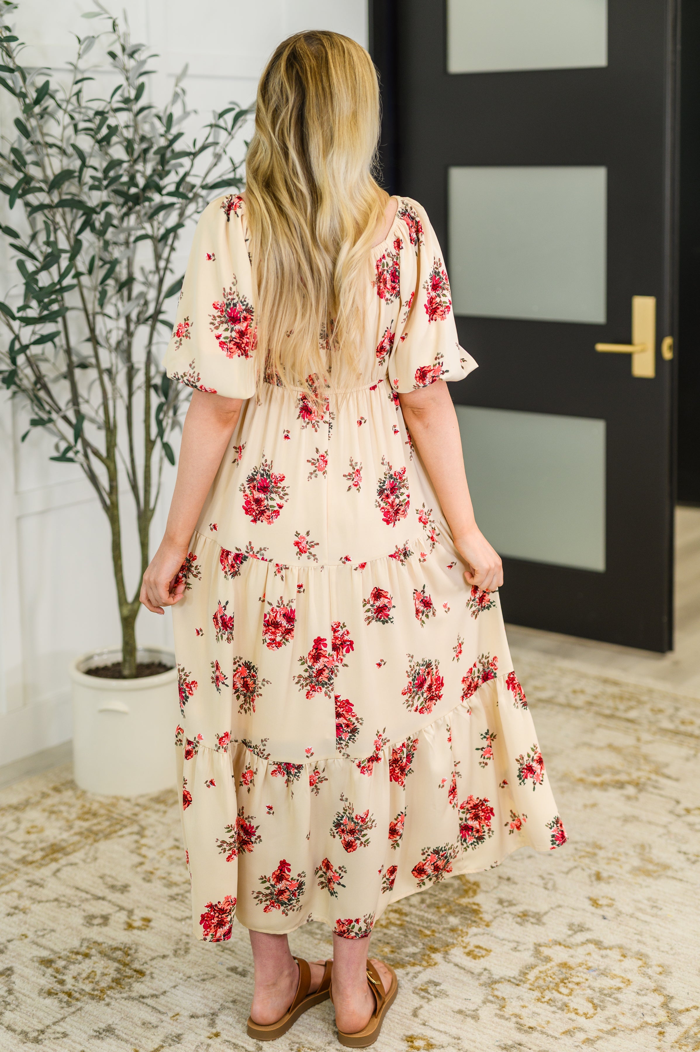Petals & Postcards Balloon Sleeve Dress Knee Length Dress Ave Shops- Tilden Co.