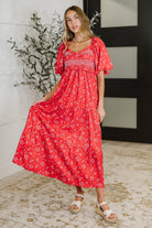 Petals & Promises V-Neck Dress in Red Multi Womens Ave Shops- Tilden Co.