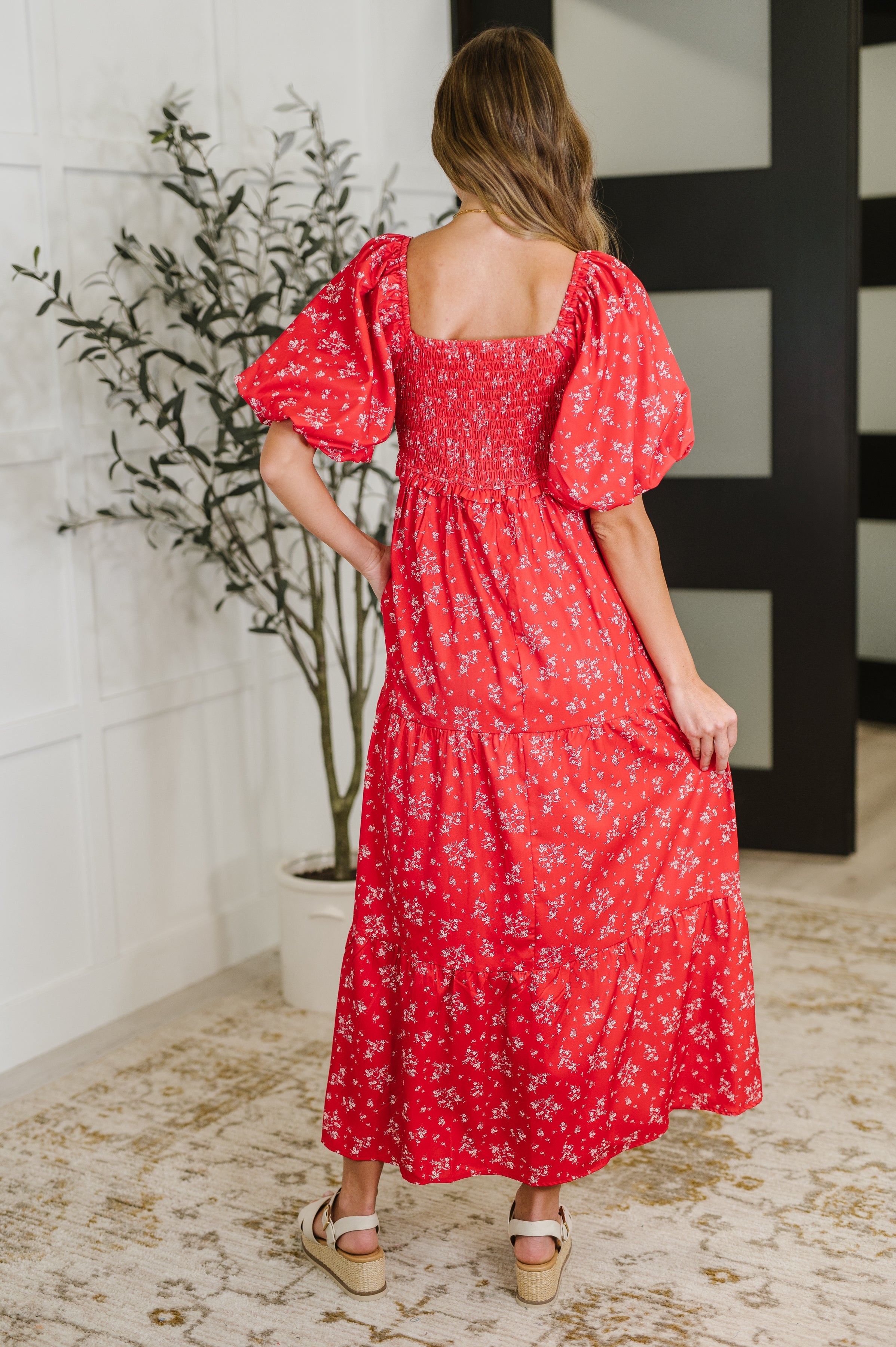 Petals & Promises V-Neck Dress in Red Multi Womens Ave Shops- Tilden Co.