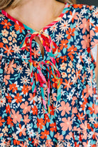 Petal to the Metal Flutter Sleeve Dress in Navy/Coral Womens Ave Shops- Tilden Co.