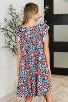 Petal to the Metal Flutter Sleeve Dress in Navy/Coral Womens Ave Shops- Tilden Co.