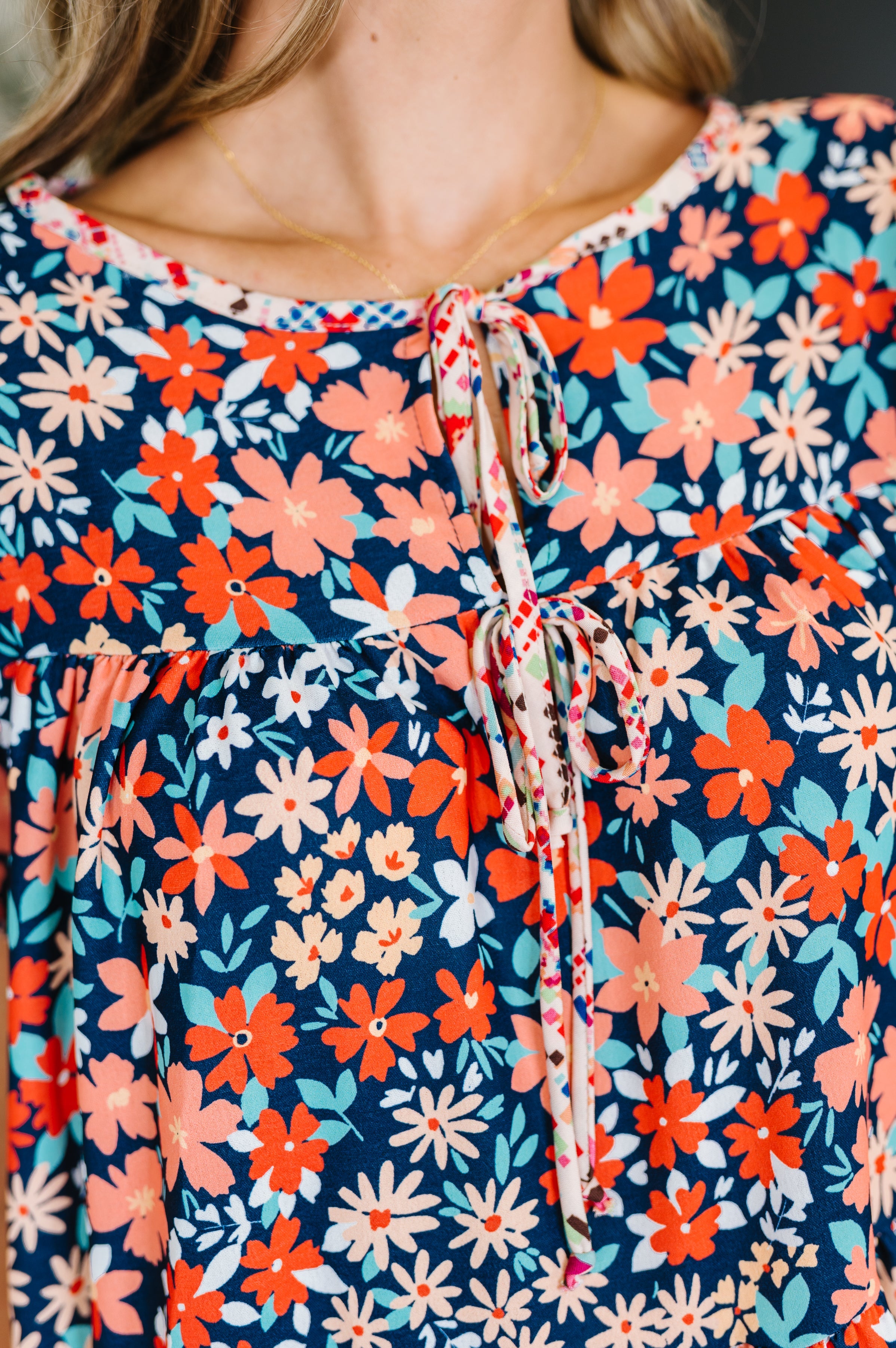 Petal to the Metal Flutter Sleeve Dress in Navy/Coral Womens Ave Shops- Tilden Co.