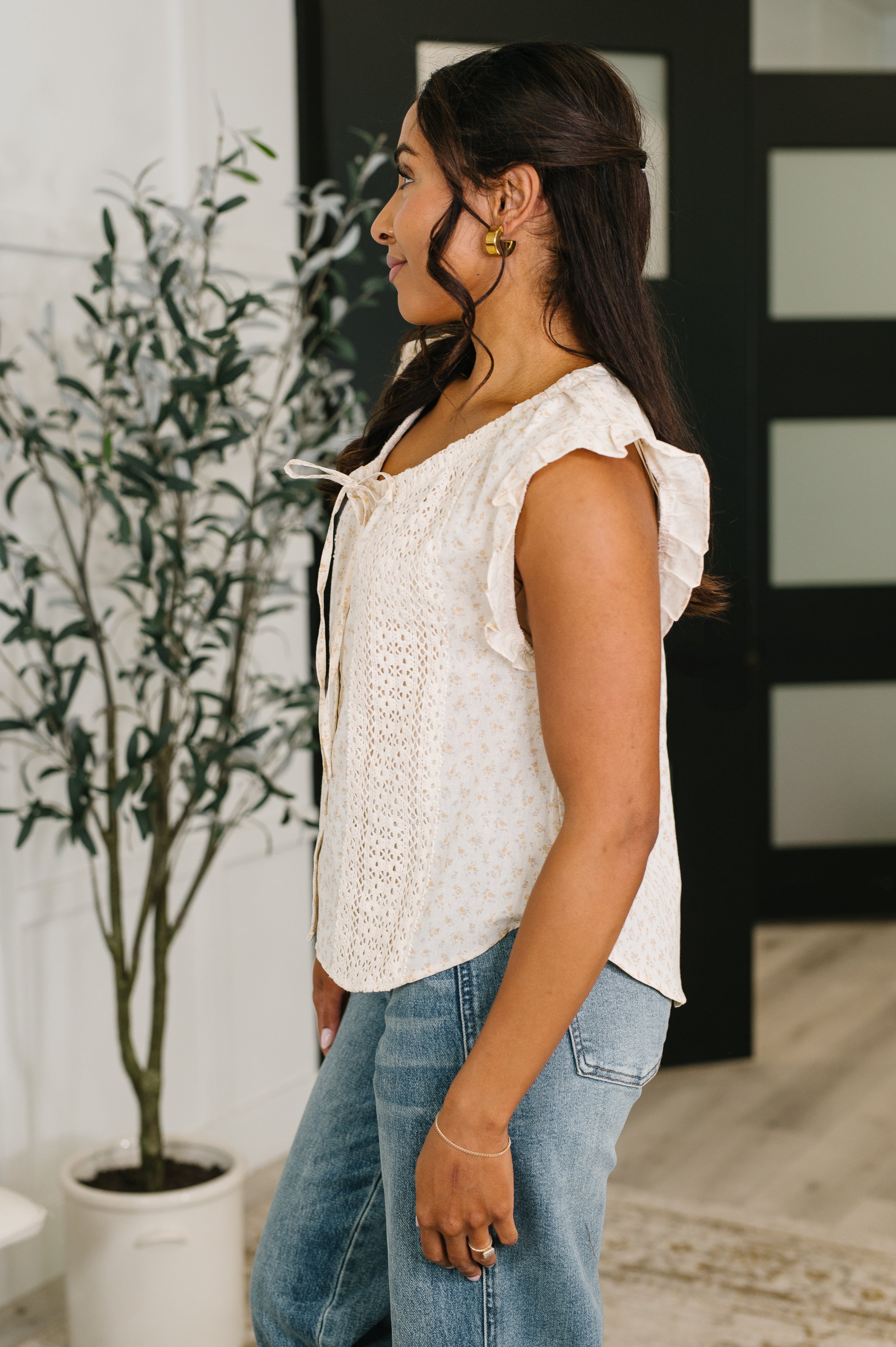 Picnic Petal Lace Detail Top Blouse Ave Shops- Tilden Co.