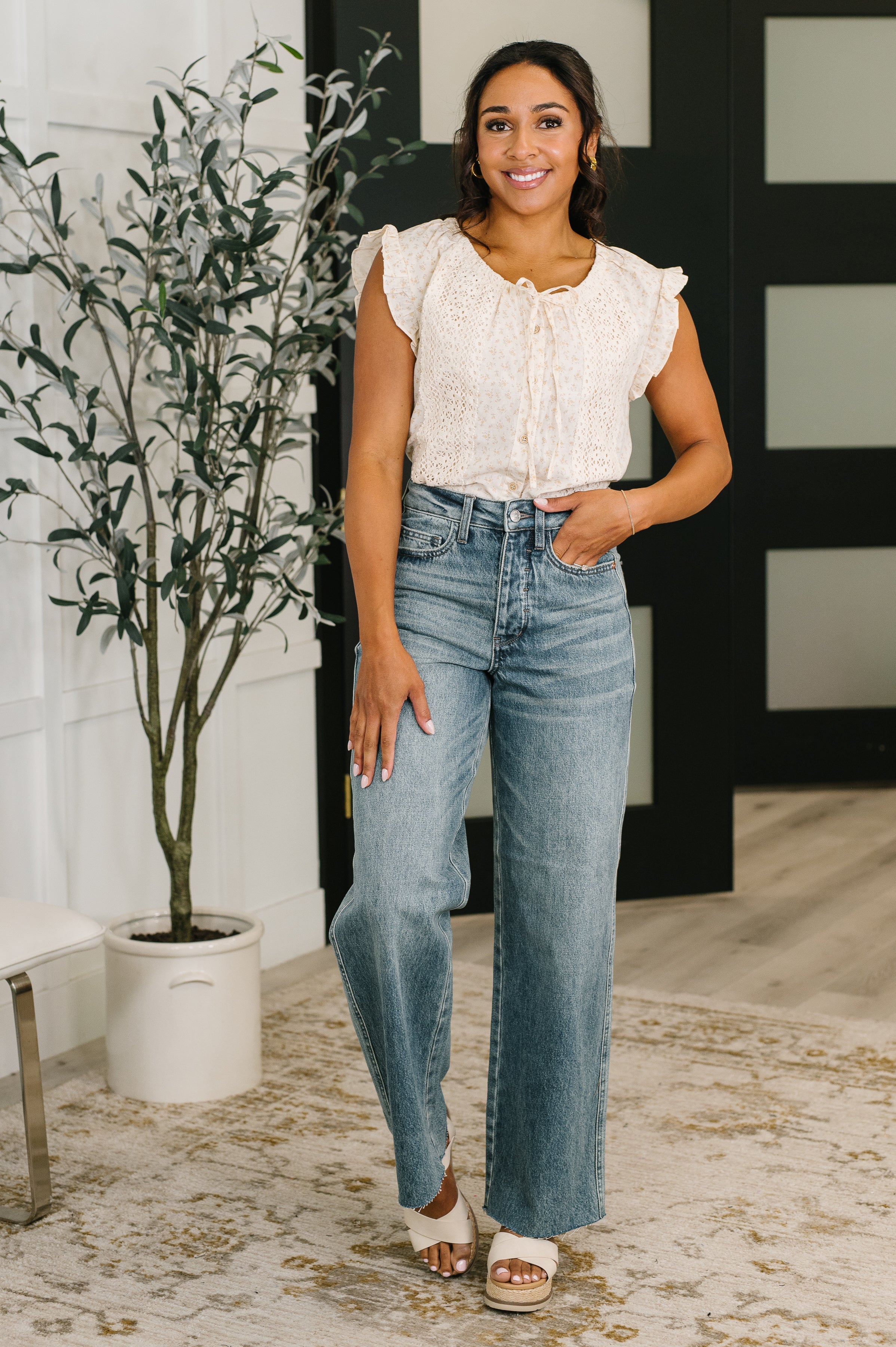 Picnic Petal Lace Detail Top Blouse Ave Shops- Tilden Co.
