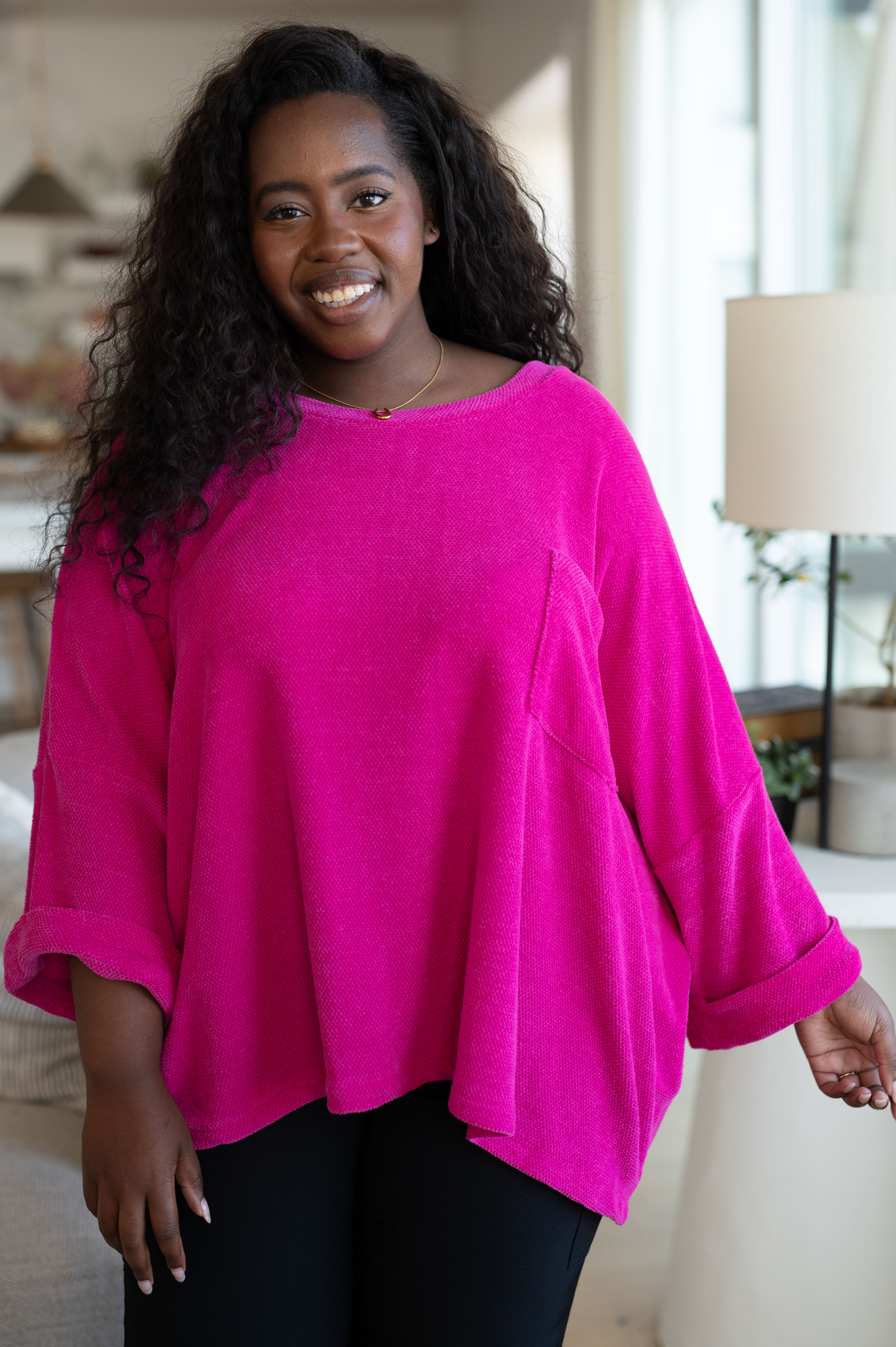 Pink Thoughts Chenille Blouse    Blouses Ave Shops- Tilden Co.