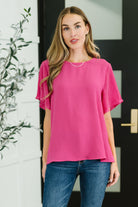 Pink and Perfect Ruffle Sleeve Top Tops Ave Shops- Tilden Co.