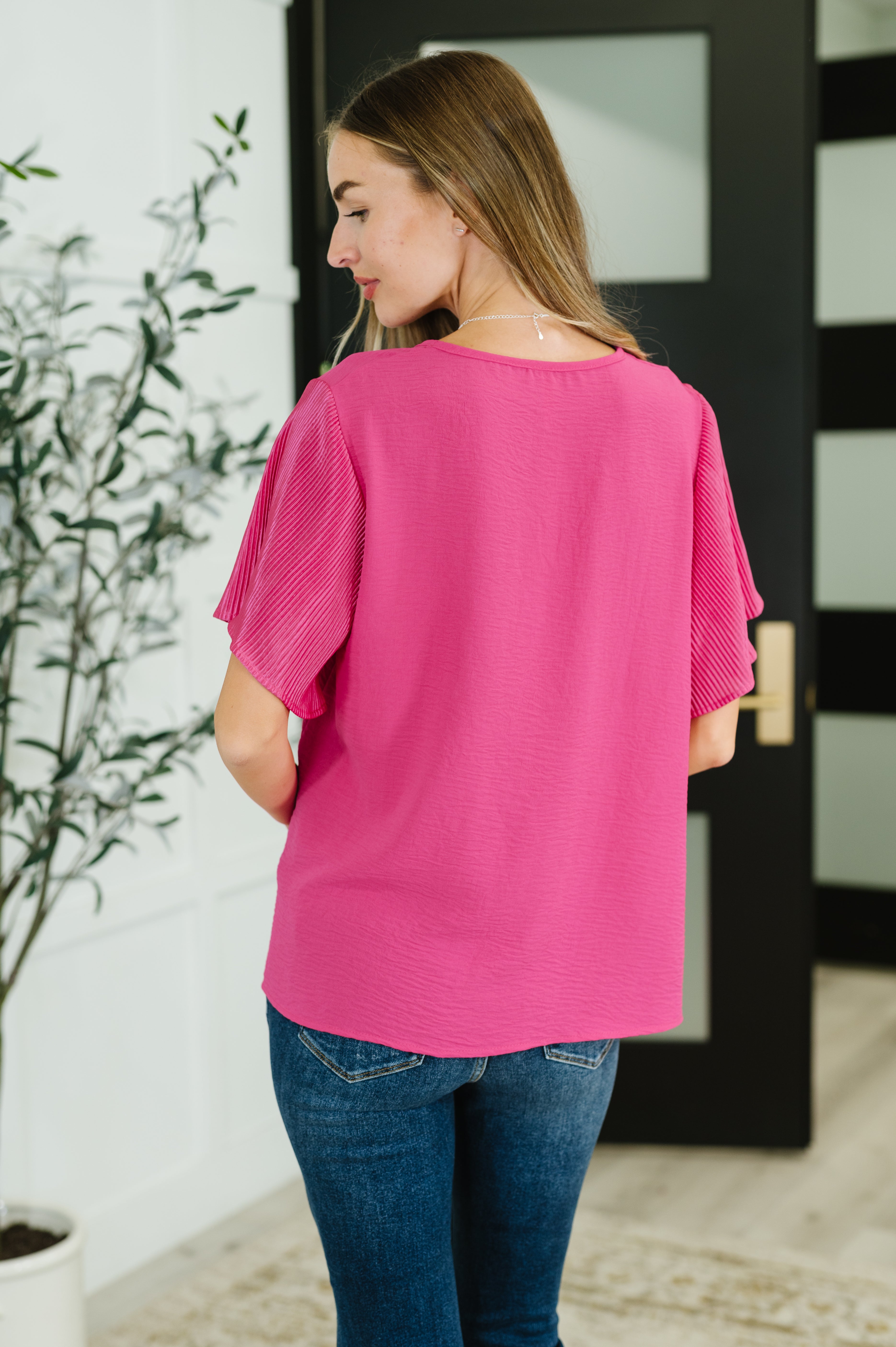 Pink and Perfect Ruffle Sleeve Top Blouse Ave Shops- Tilden Co.