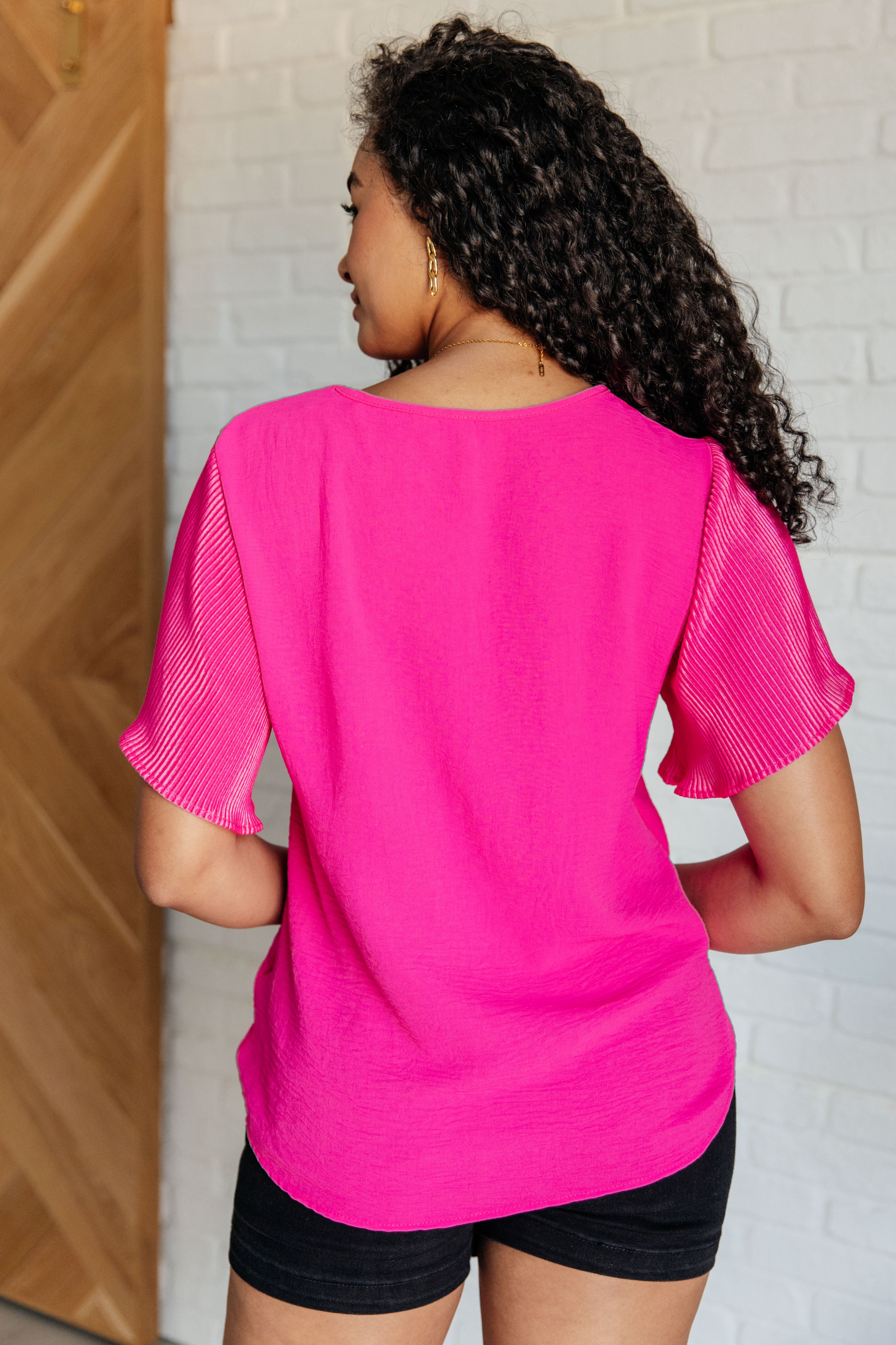 Pink and Perfect Ruffle Sleeve Top Tops Ave Shops- Tilden Co.