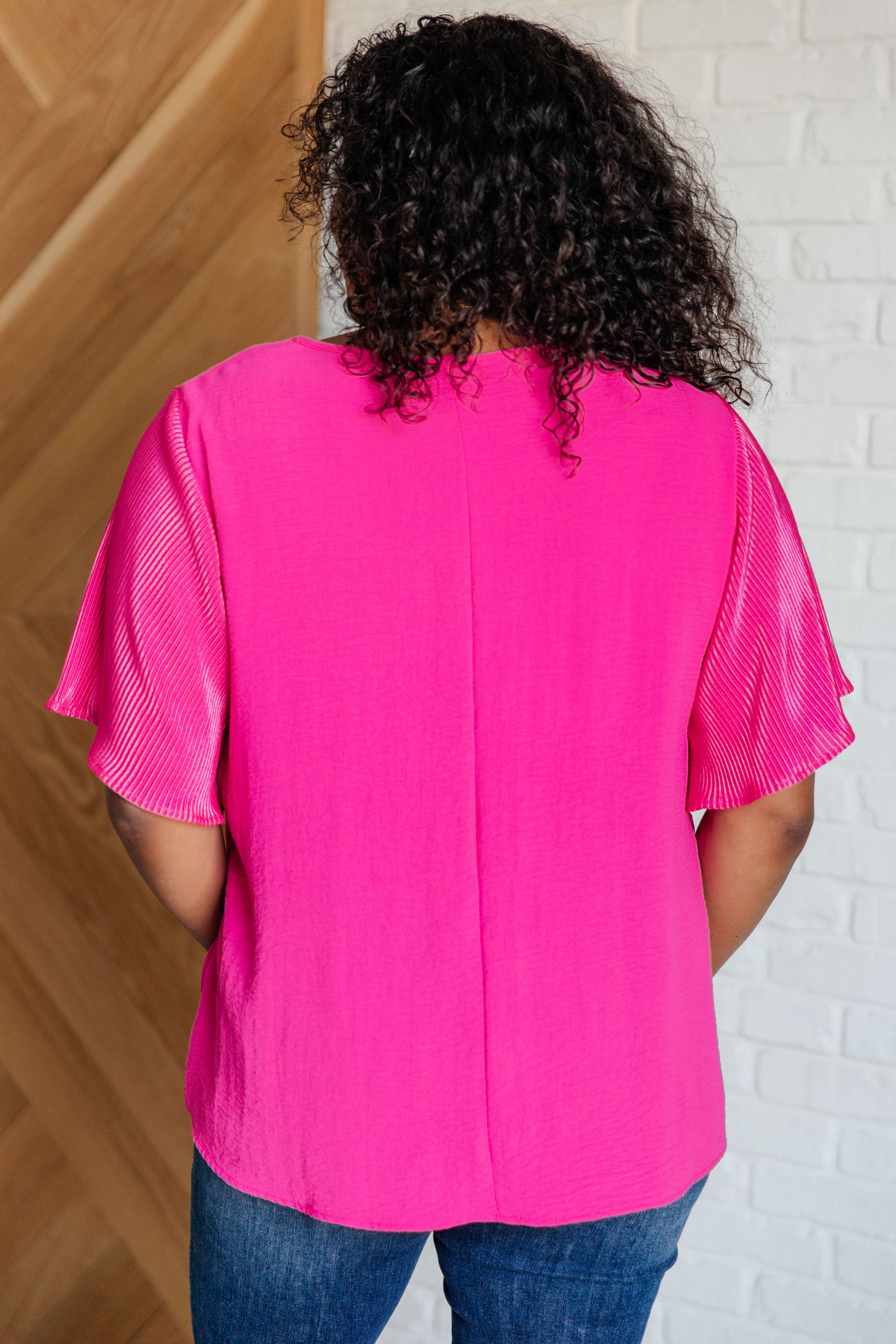 Pink and Perfect Ruffle Sleeve Top Tops Ave Shops- Tilden Co.