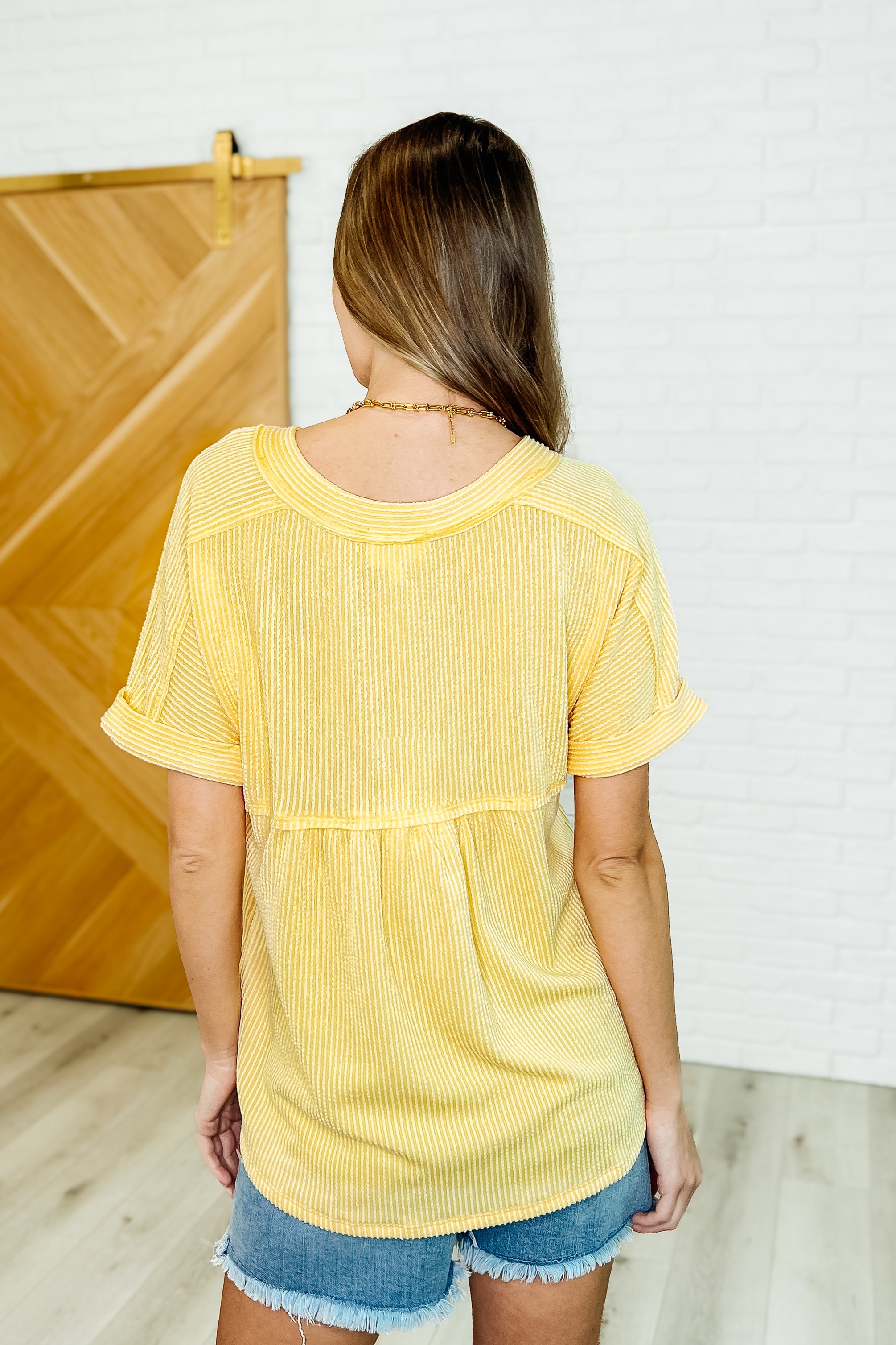 Plain and Sassy V-Neck Tee in Lemonade Womens Ave Shops- Tilden Co.