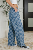 PREORDER: Please Detail Wide Leg Checkered Bottoms Womens Ave Shops- Tilden Co.