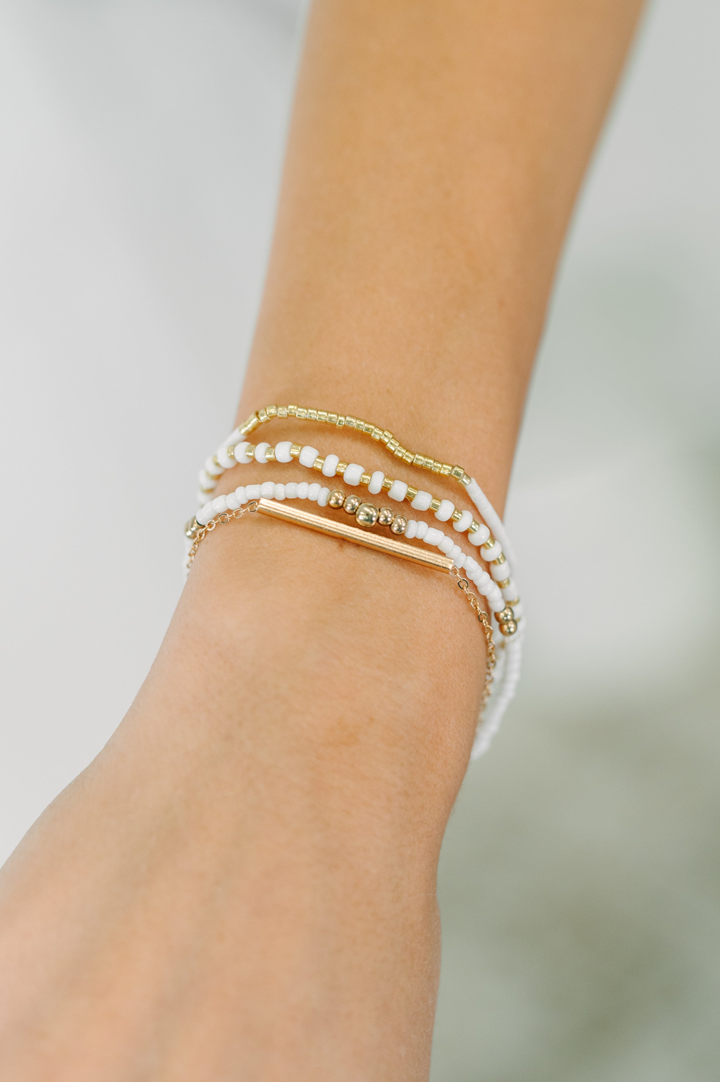 Poised & Polished Bracelet Set in White and Gold Womens Ave Shops- Tilden Co.