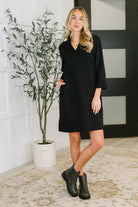Portfolio Quarter Sleeve Dress in Black Womens Ave Shops- Tilden Co.
