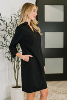 Portfolio Quarter Sleeve Dress in Black Womens Ave Shops- Tilden Co.