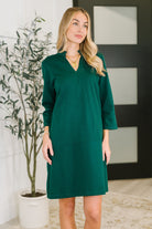 Portfolio Quarter Sleeve Dress in Hunter Green Womens Ave Shops- Tilden Co.