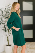 Portfolio Quarter Sleeve Dress in Hunter Green Womens Ave Shops- Tilden Co.