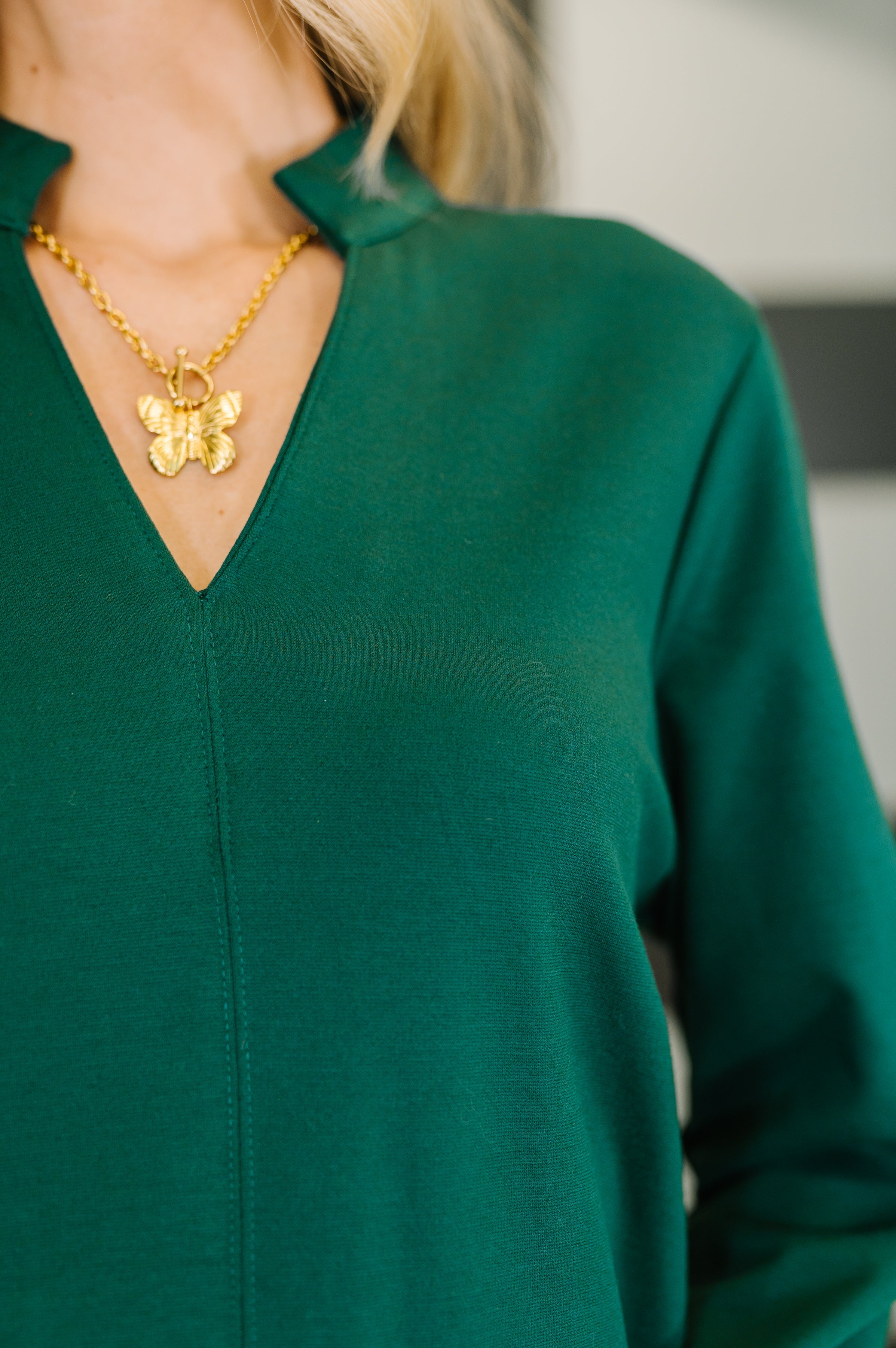 Portfolio Quarter Sleeve Dress in Hunter Green Womens Ave Shops- Tilden Co.