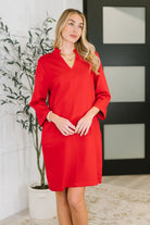 Portfolio Quarter Sleeve Dress in Red Womens Ave Shops- Tilden Co.