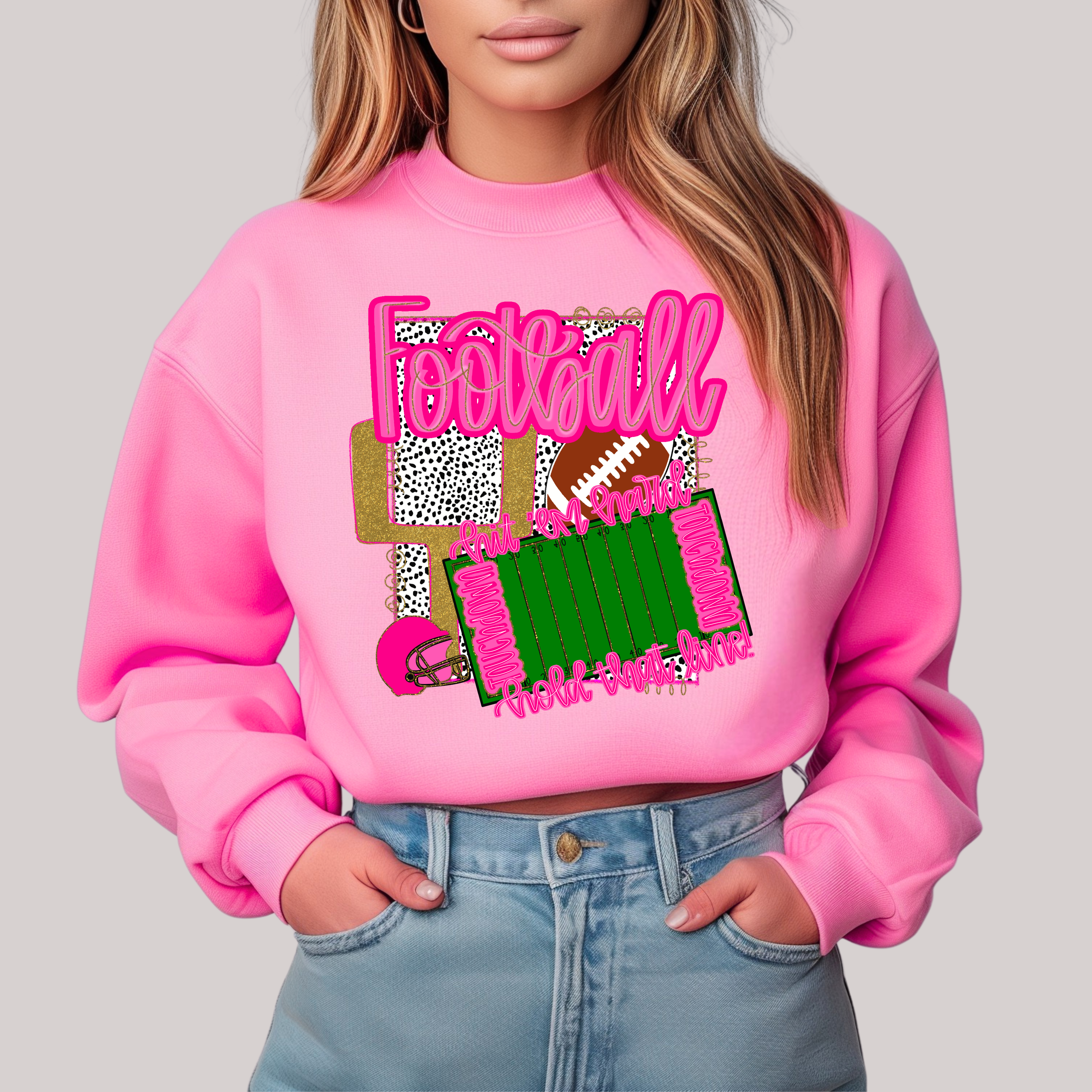 Preppy Stadium in Pink Sweatshirt Sweater Ave Shops- Tilden Co.