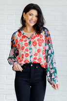 Presupposed Ideas Mixed Print Button Up Blouse    Blouses Ave Shops- Tilden Co.