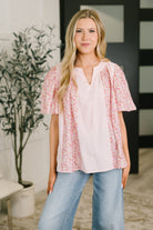Pretty Prime Bell Sleeve Color Block Blouse Womens Ave Shops- Tilden Co.
