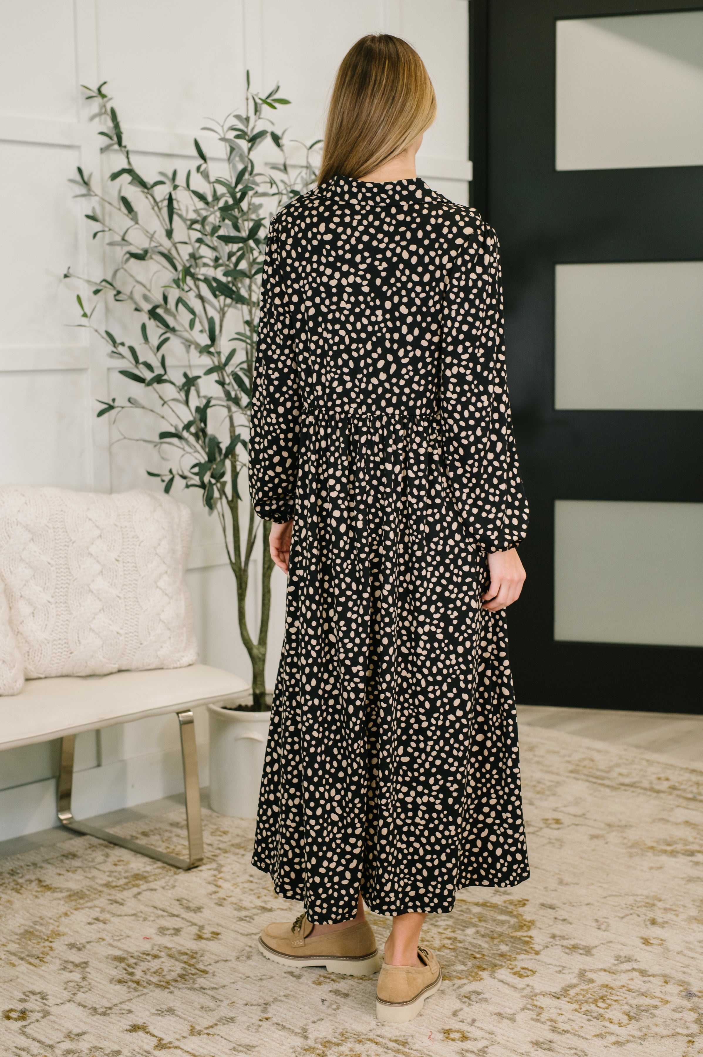 Promotional Proposal Collared Dress in Black and Khaki Womens Ave Shops- Tilden Co.