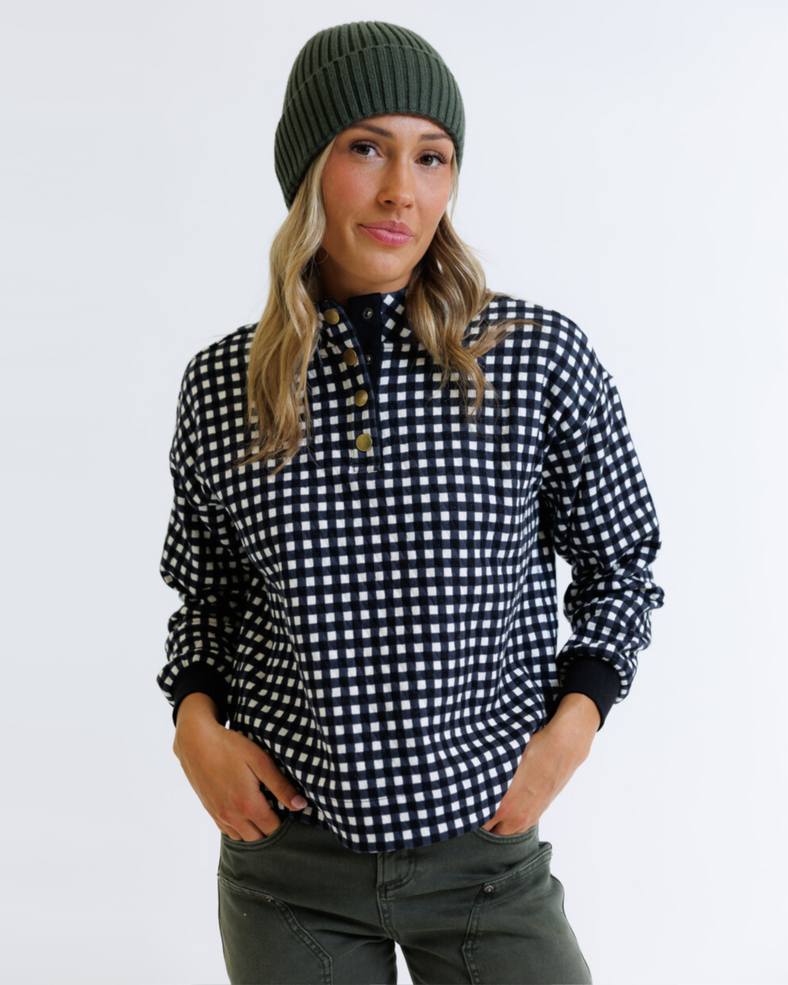 Puffy Pullover XS / Black Gingham XS Black Gingham Tops Downeast- Tilden Co.