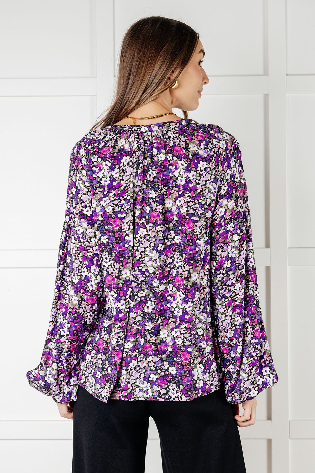 Pulled Together Ditsy Floral Bubble Sleeve Blouse Blouses Ave Shops- Tilden Co.