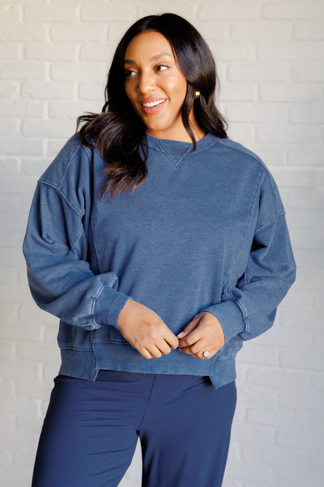 Quick Fix Mineral Wash Crew Neck Pullover in Psychic    Tops Ave Shops- Tilden Co.