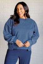 Quick Fix Mineral Wash Crew Neck Pullover in Psychic    Tops Ave Shops- Tilden Co.