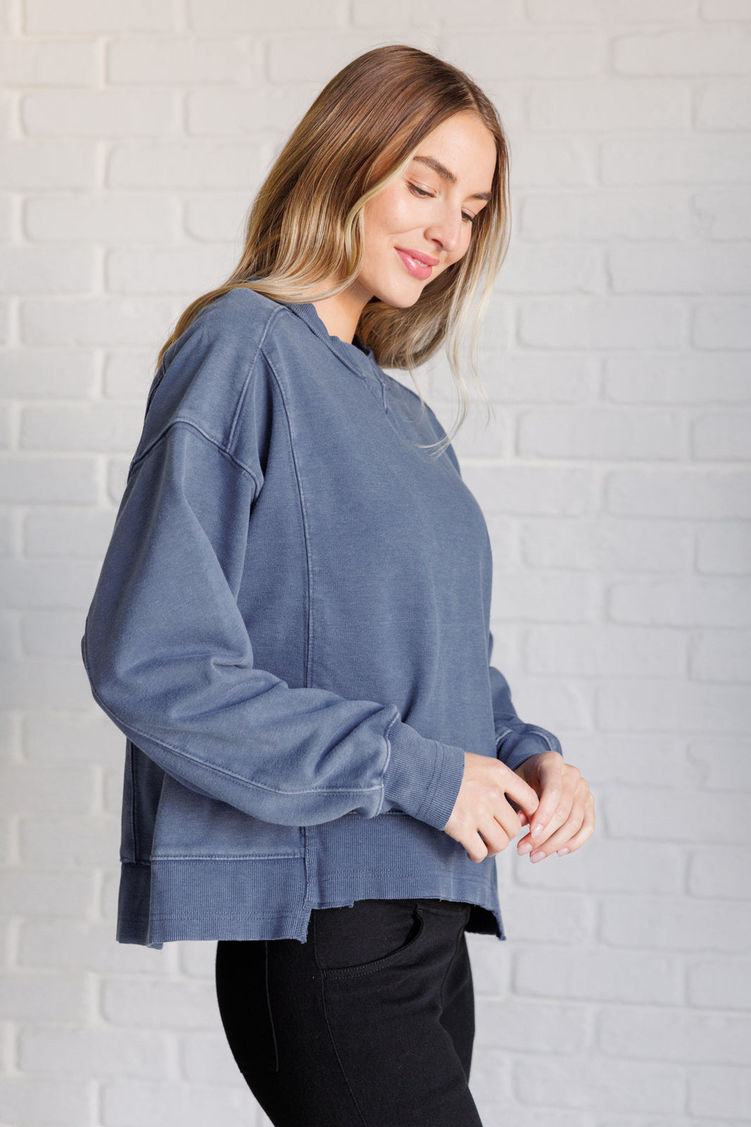 Quick Fix Mineral Wash Crew Neck Pullover in Psychic    Tops Ave Shops- Tilden Co.