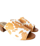 Richwood Peeptoe Tan and White Cowhide Slide    Shoes Ave Shops- Tilden Co.