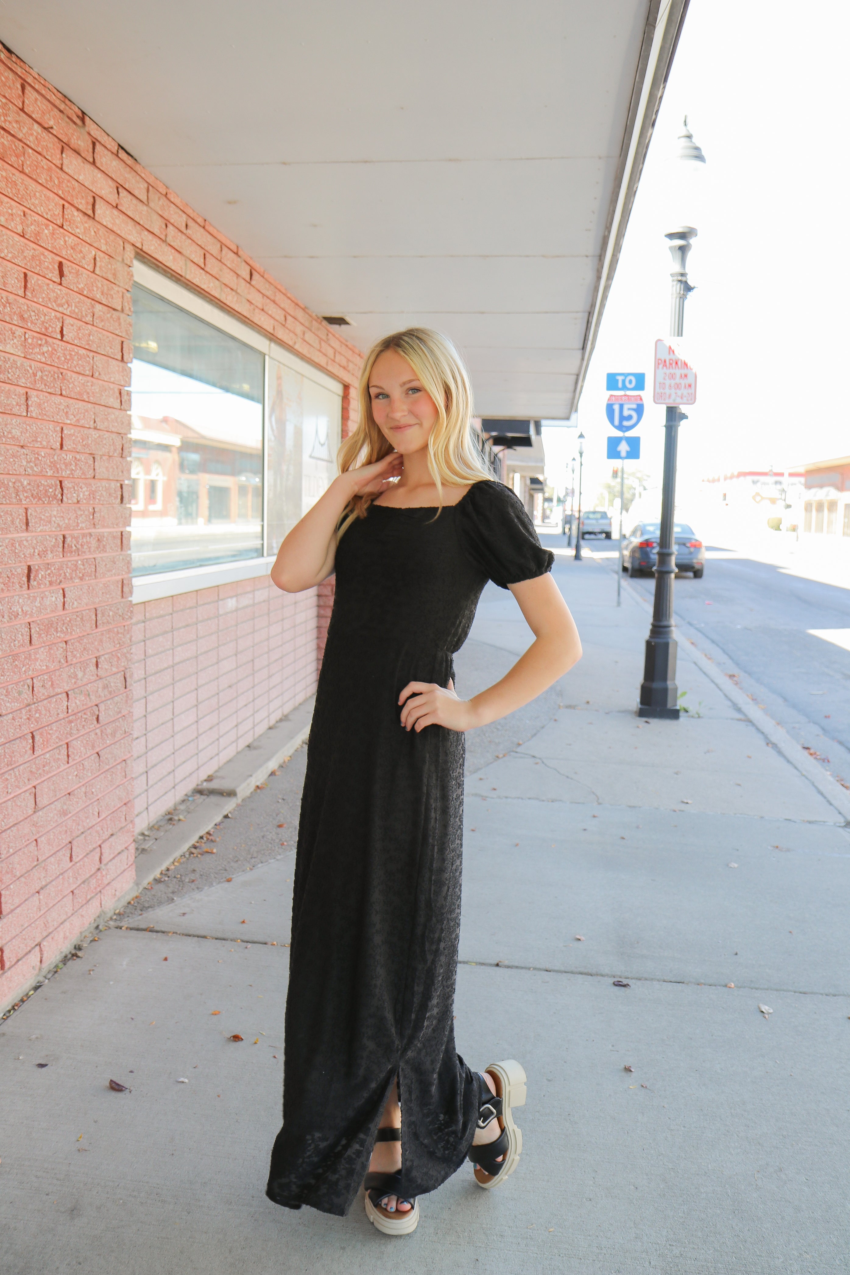 The Rae Dress in Black Textured    maxi dress Mikarose- Tilden Co.