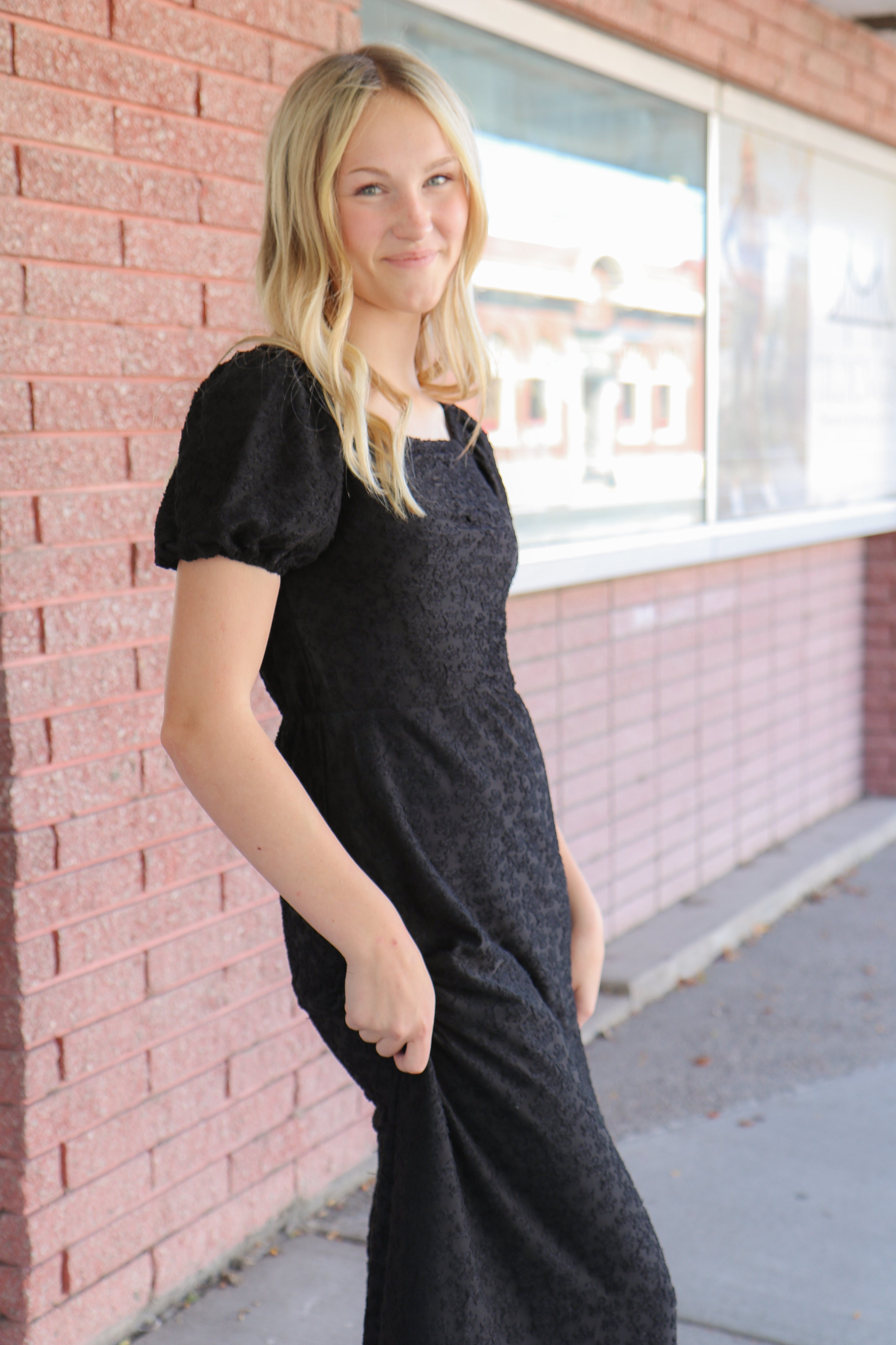 The Rae Dress in Black Textured    maxi dress Mikarose- Tilden Co.