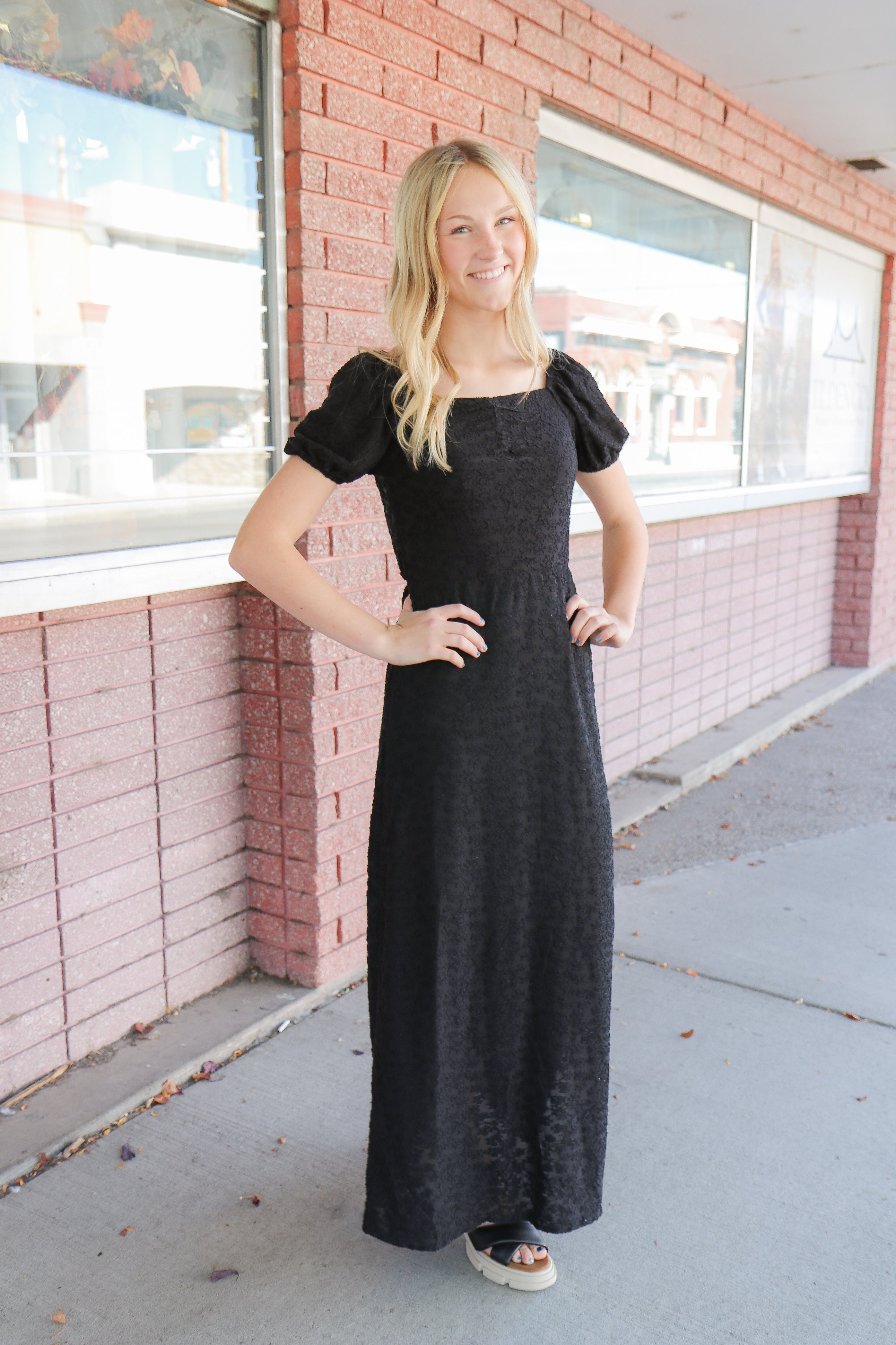 The Rae Dress in Black Textured    maxi dress Mikarose- Tilden Co.