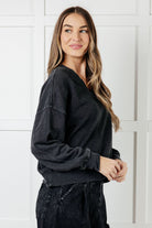 Rep Ready Mineral Wash French Terry Pullover in Black Athleisure Ave Shops- Tilden Co.