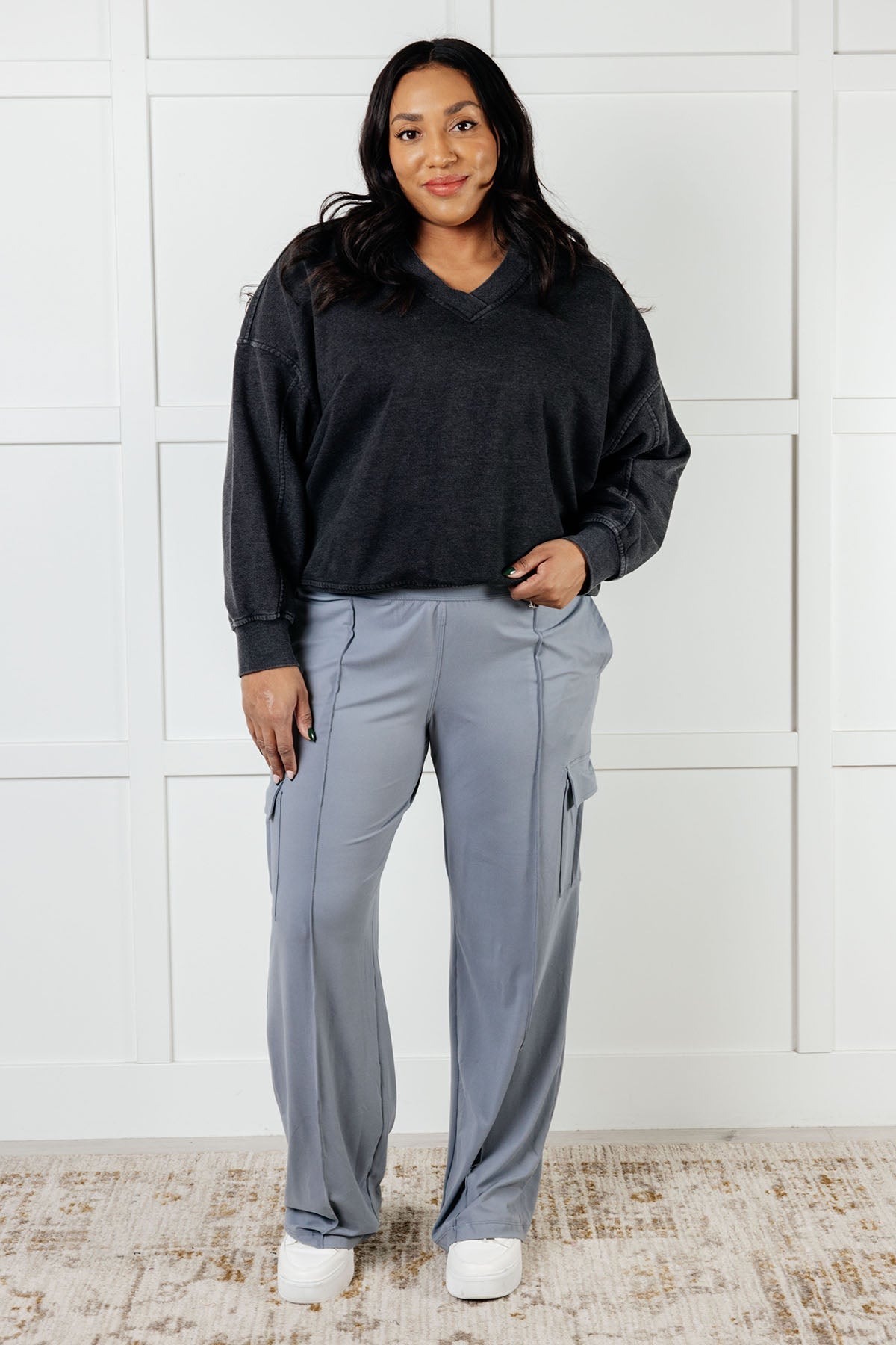 Rep Ready Mineral Wash French Terry Pullover in Black Athleisure Ave Shops- Tilden Co.