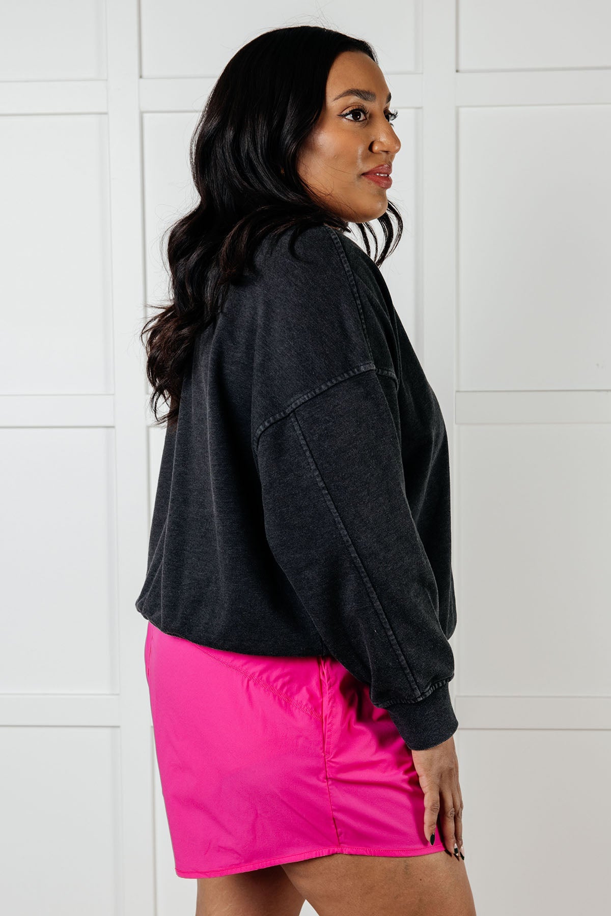 Rep Ready Mineral Wash French Terry Pullover in Black Athleisure Ave Shops- Tilden Co.