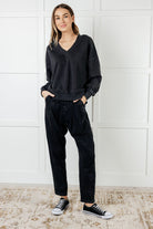 Rep Ready Mineral Wash French Terry Pullover in Black Athleisure Ave Shops- Tilden Co.