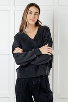 Rep Ready Mineral Wash French Terry Pullover in Black Athleisure Ave Shops- Tilden Co.