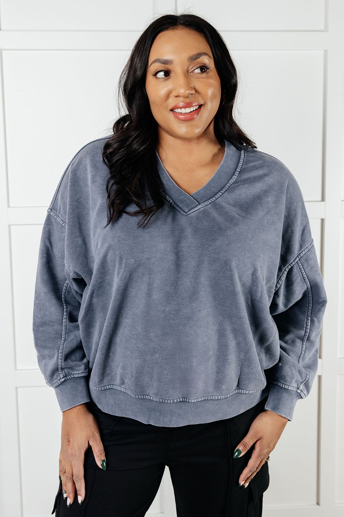 Rep Ready Mineral Wash French Terry Pullover in Blue Athleisure Ave Shops- Tilden Co.