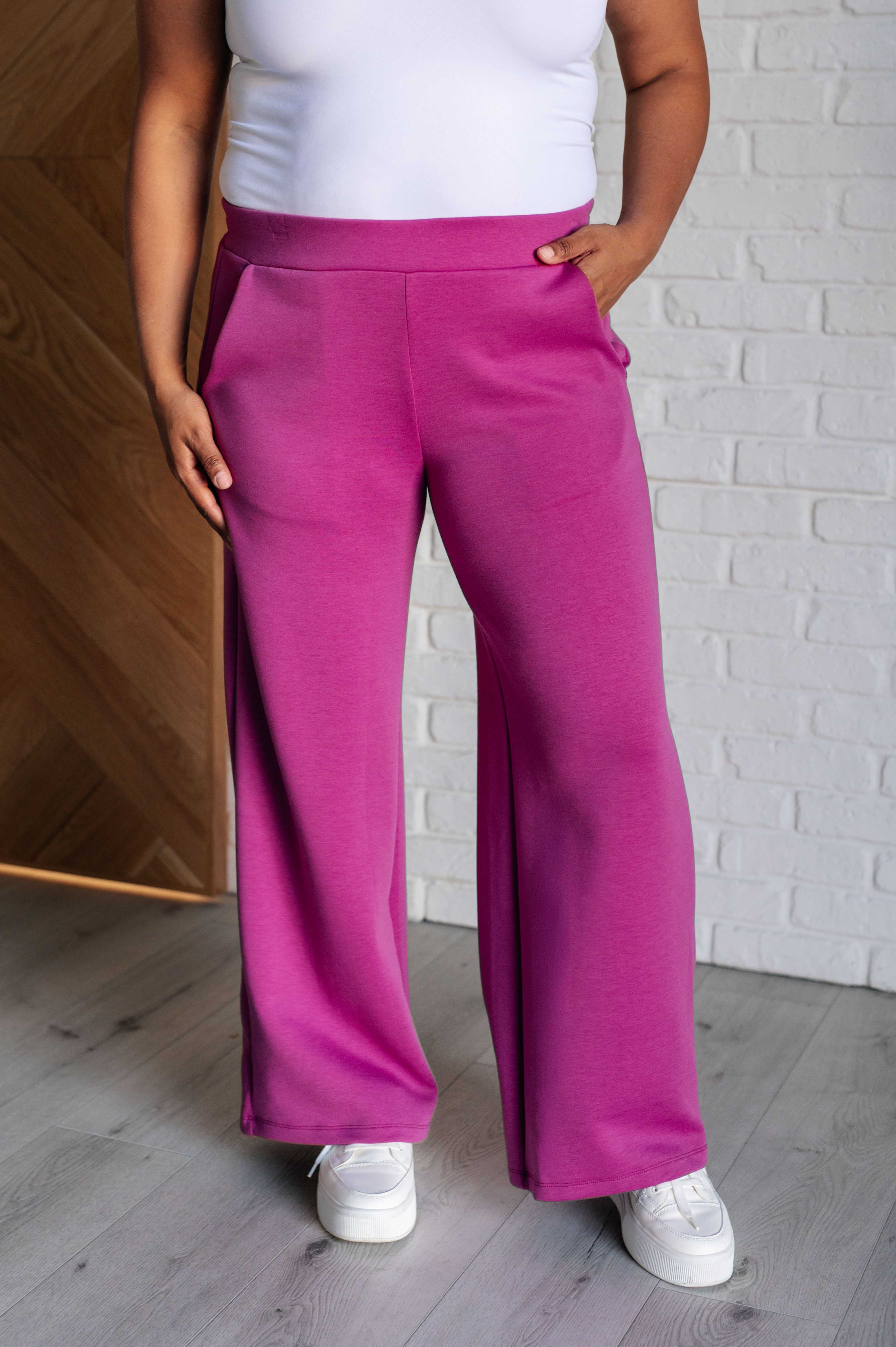 Resort Travel Wide Leg Crop Pant in Magenta    Athleisure Ave Shops- Tilden Co.