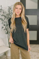 Rest Assured Basic Relaxed Tee in Charcoal Womens Ave Shops- Tilden Co.