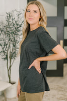 Rest Assured Basic Relaxed Tee in Charcoal Womens Ave Shops- Tilden Co.