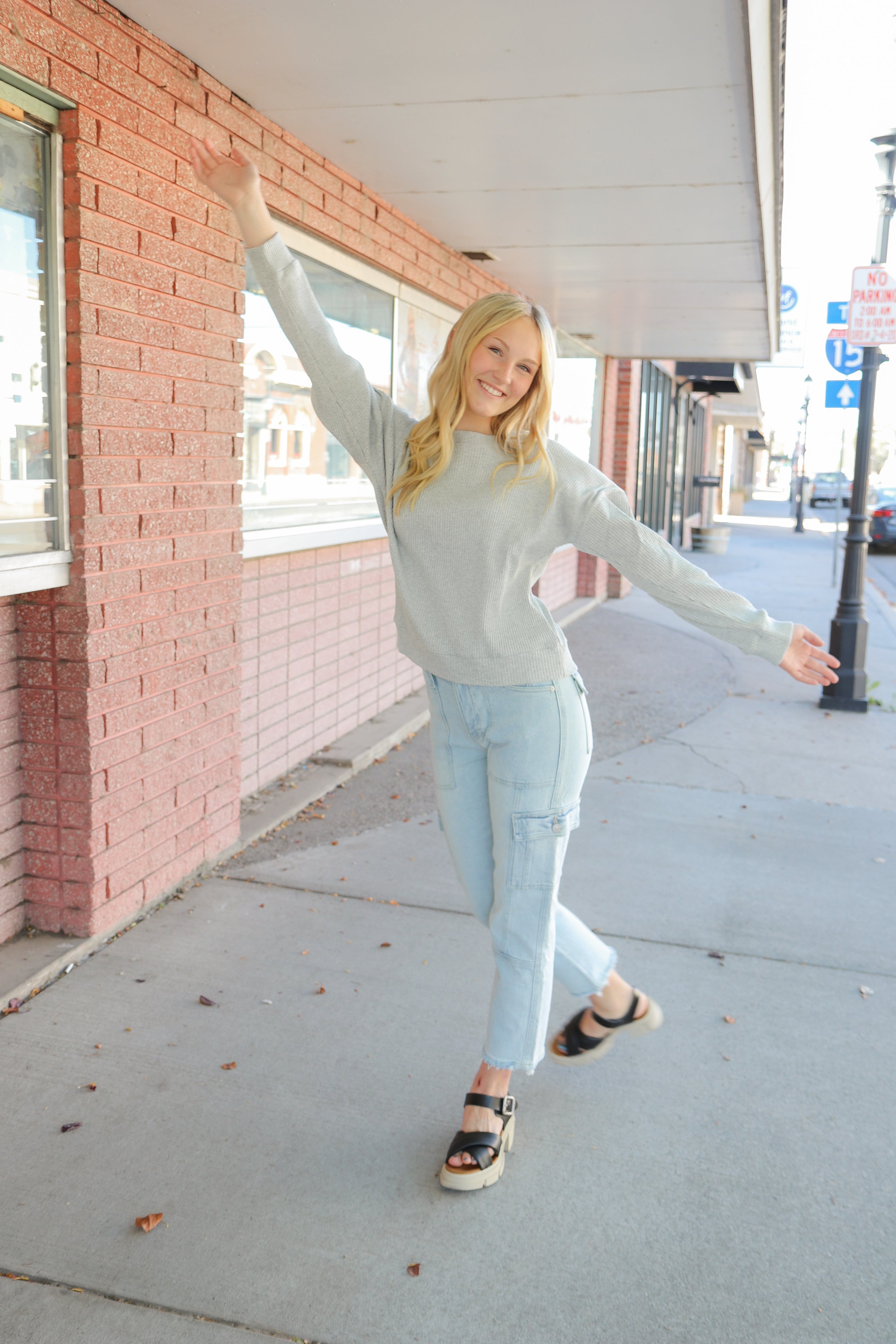 Ribbed Sweater in Light Heather Gray    Sweater Mikarose- Tilden Co.