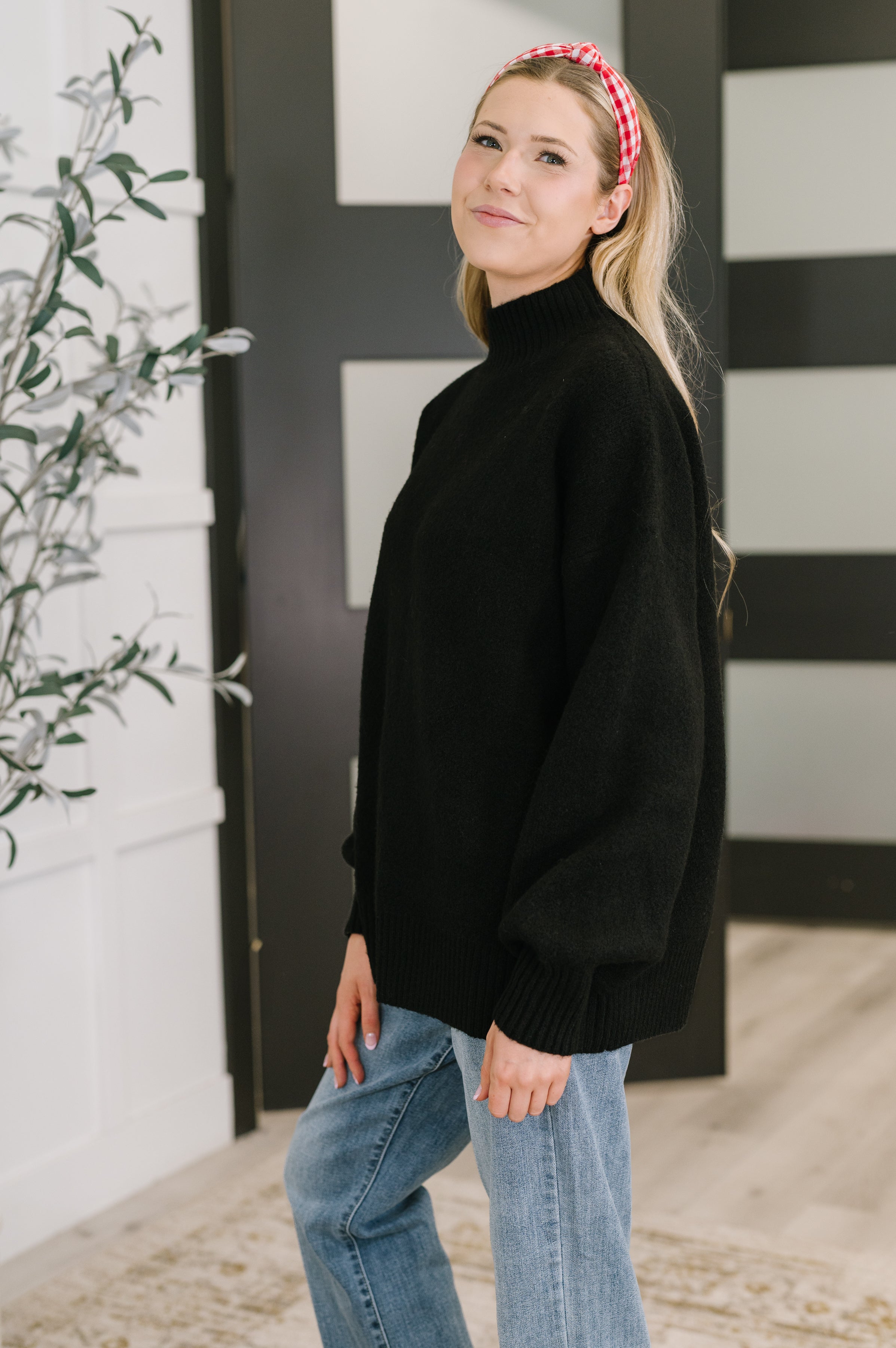 Right to the Core High Neck Pullover in Black Womens Ave Shops- Tilden Co.