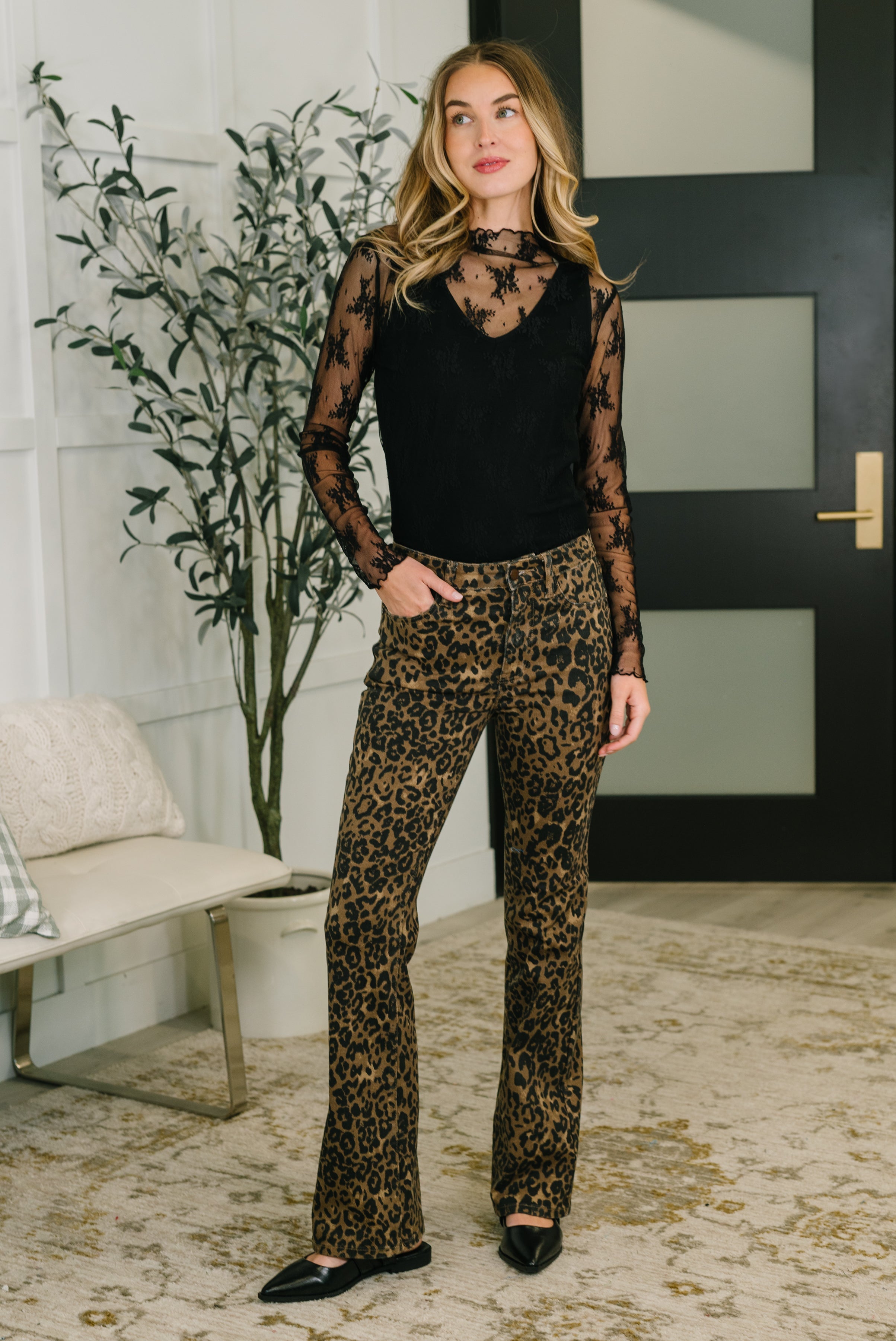 Roxy High Waist Bootcut Leopard Print Womens Ave Shops- Tilden Co.