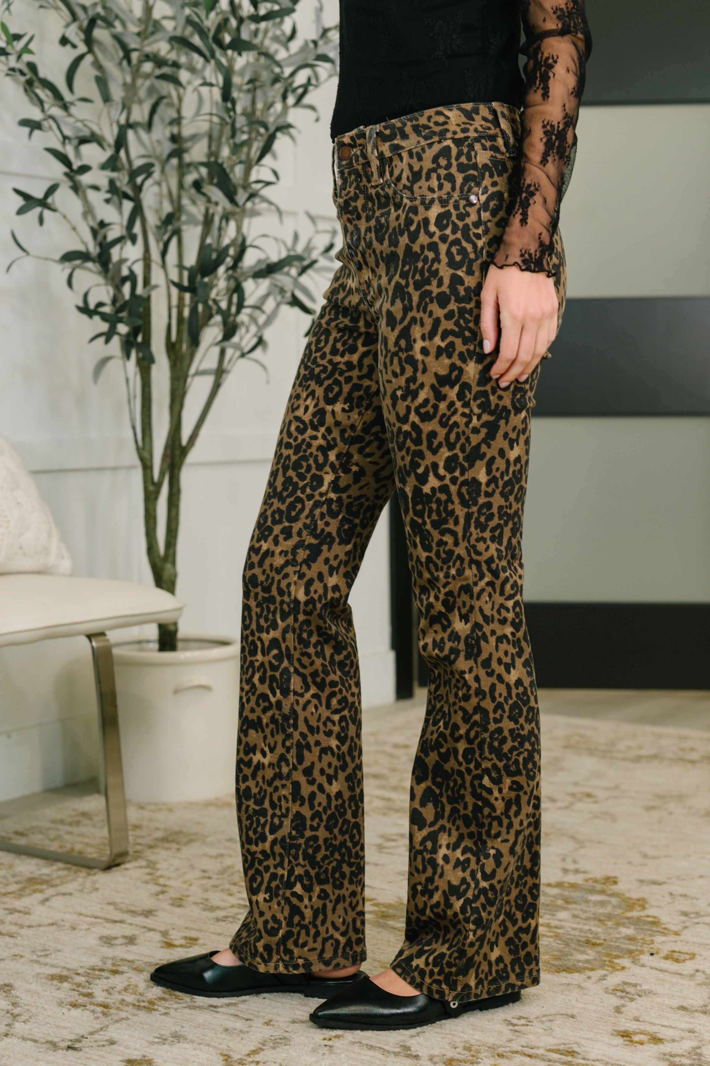 Roxy High Waist Bootcut Leopard Print Womens Ave Shops- Tilden Co.